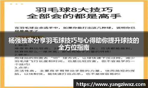 杨强独家分享羽毛球技巧与心得助你提升球技的全方位指南